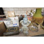 A Continental tea service, a Chinese vase , rose pattern bowl, a Japanned cash box,