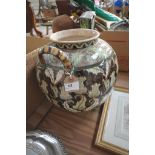 A Royal Bonn Old Dutch large vase
The swelling globular body with a loop handle, one broken,