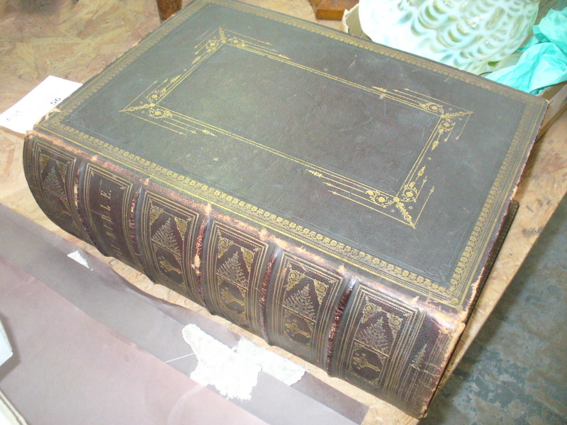 A Victorian leather bound family bible.