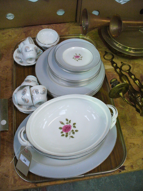 A Qty of Royal Doulton " Chateau Rose " dinner wares and Aynsley " Tibet " pattern cups and saucers.