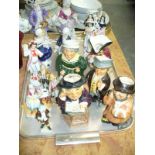 Five assorted character jugs, continental crinoline figures, etc.