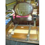 A 19th Mahogany oval dressing table mirror and a vintage Rowan flower press.