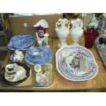 Blue and white wares including Spode " Tower " and " Italian ", other decorative ceramics,