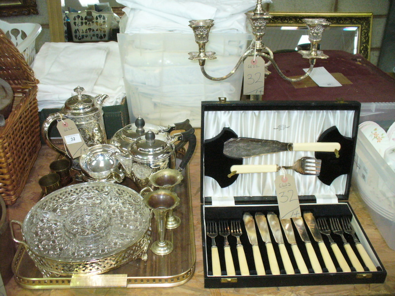 A Qty of plated ware including a Mappin and Webb 4 piece tea set, hors deuvres dish,