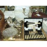 A Qty of plated ware including a Mappin and Webb 4 piece tea set, hors deuvres dish,