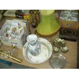 A Continental tea service, a Chinese vase , rose pattern bowl, a Japanned cash box,