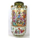 A Chinese Canton famille rose vase, 19th Century 
Of rounded cylindrical form,