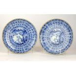 A pair of Japanese export porcelain blue and white dishes Each of circular form, the circular