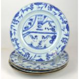 A collection of four 18th Century Chinese export porcelain plates 
Each of circular form with