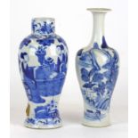 Two Chinese blue and white porcelain vases, 19th/20th Century 
The first of baluster form, rising to