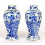 A pair of Chinese Kangxi style vases, 19th/20th Century 
Each of baluster form, rising from a