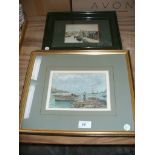 A Pair of prints, masted vessel and companion and 3 other pictures.