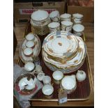 A Qty of Royal Albert Crown China " Fruit " pattern tea wares, Limoges coffee cans, crested items,