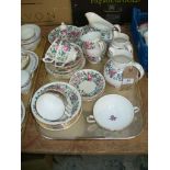 A Crown Staffordshire floral pattern tea service and dinner plates, Royal Grafton tea wares, etc.
