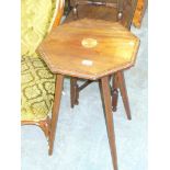 An Edwardian inlaid mahogany octagonal occasional table.
