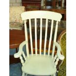 A Painted Windsor farmhouse kitchen elbow chair.
