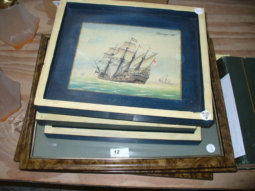 A Set of 4 prints after J W Carmichael  " Masted Vessels" and  second set of 4 pictures.