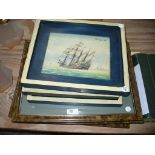 A Set of 4 prints after J W Carmichael  " Masted Vessels" and  second set of 4 pictures.
