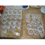 2 Trays of cut glass table glass ware including wines , tumblers and brandy balloons.