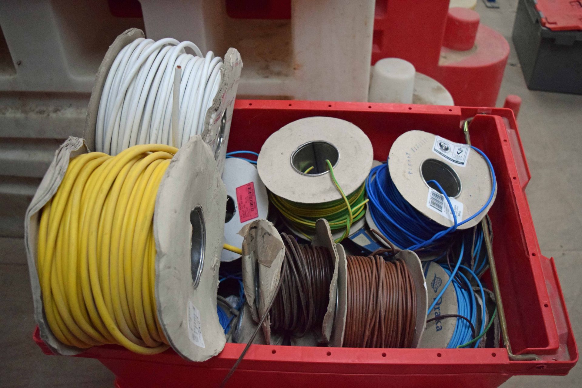 Three Tea Crates containing Assorted Reels of Electric Cables (As Photographed) - Image 2 of 4