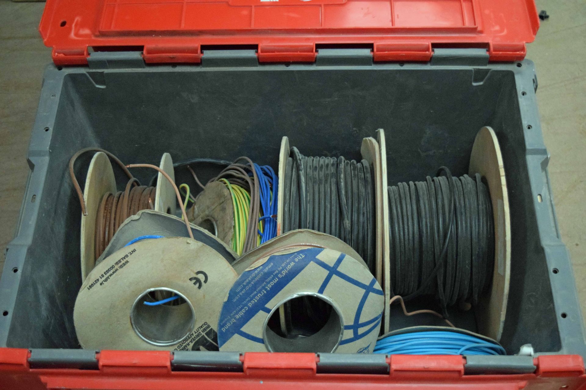 Three Tea Crates containing Assorted Reels of Electric Cables (As Photographed) - Image 3 of 4