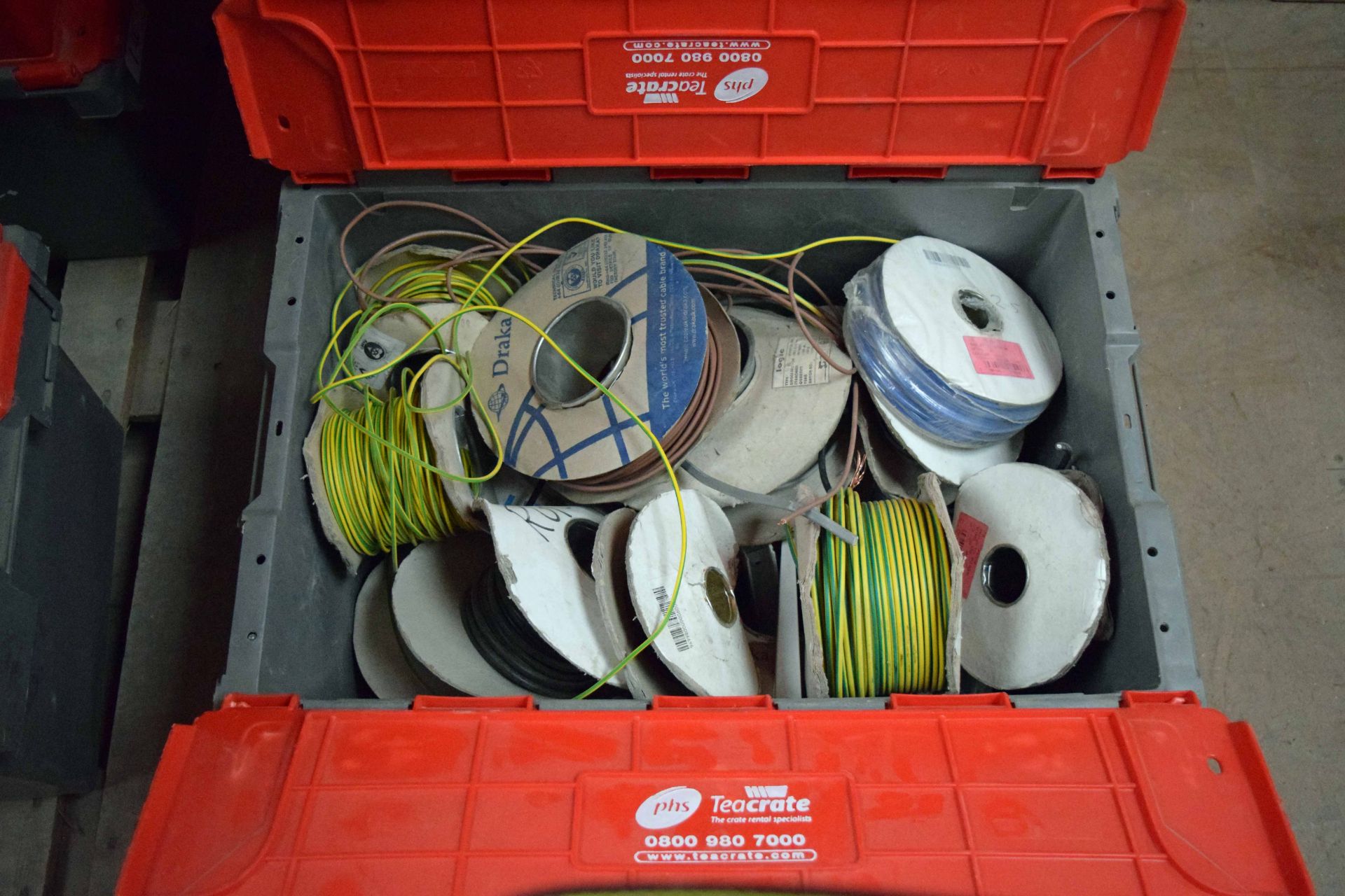 Three Tea Crates containing Assorted Reels of Electric Cables (As Photographed) - Image 4 of 4