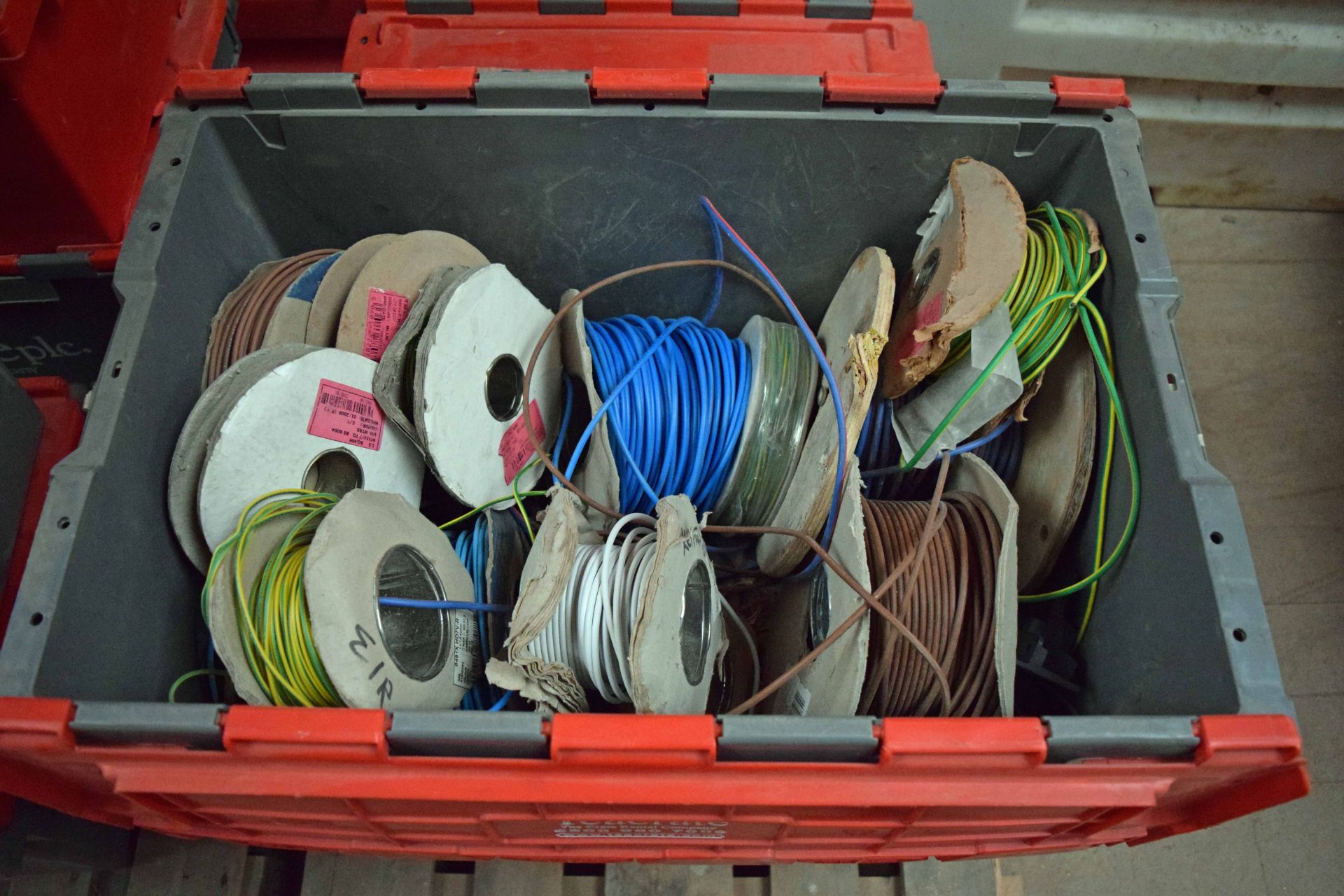 Three Tea Crates containing Assorted Reels of Electric Cables (As Photographed) - Image 3 of 4