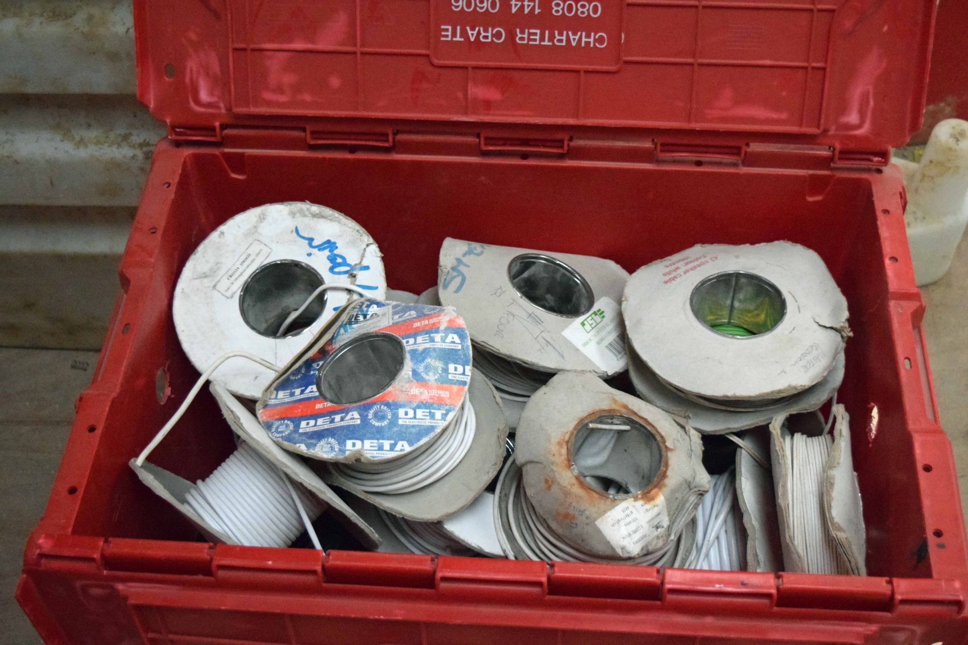 Three Tea Crates containing Assorted Reels of Electric Cables (As Photographed) - Image 4 of 4