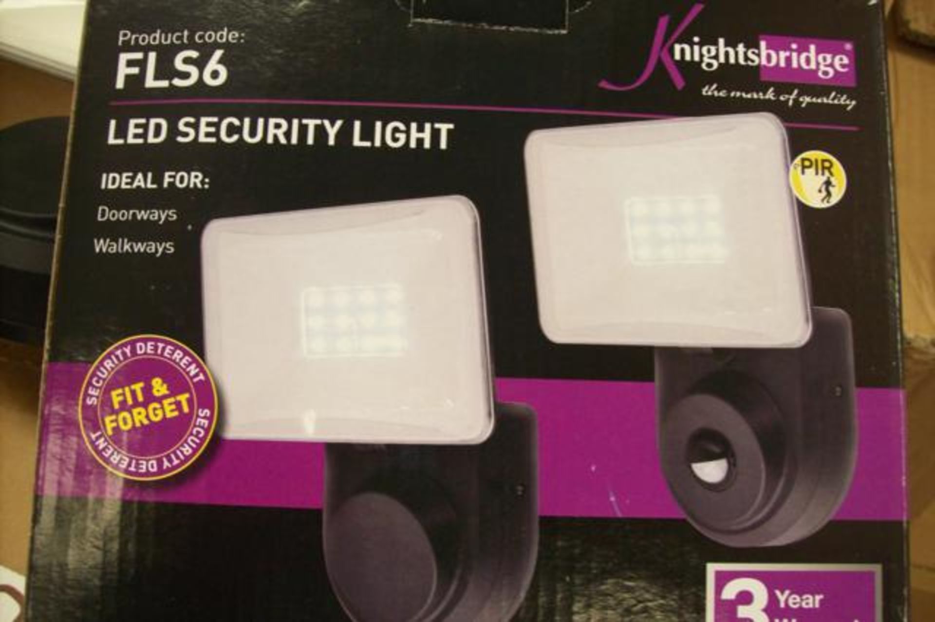 6 x Knightsbridge FLS6B 6W LED Security Floodlight 6000K