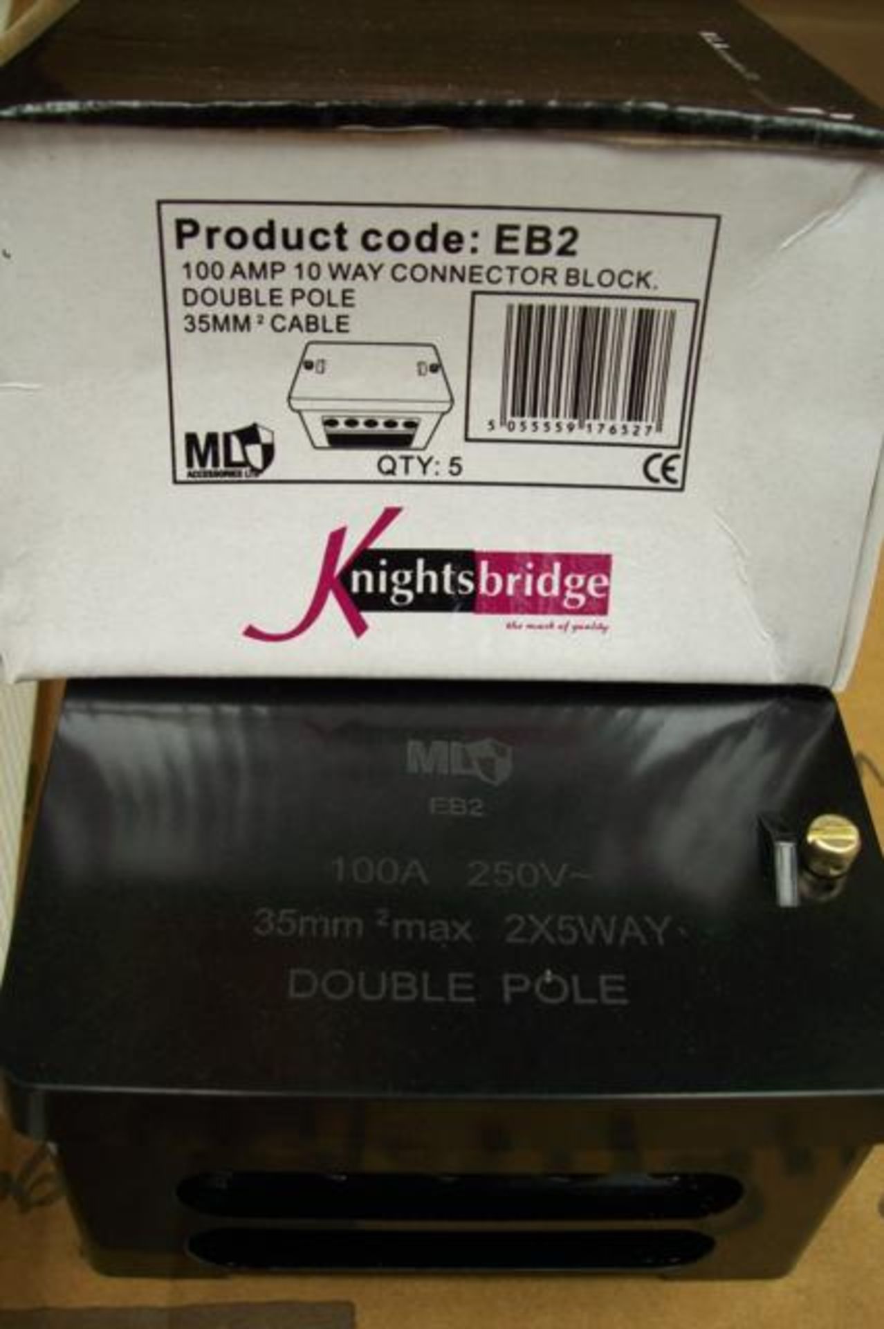 50 x Knightsbridge 100A 10way Connector Block Double Pole 35mm Cable Block