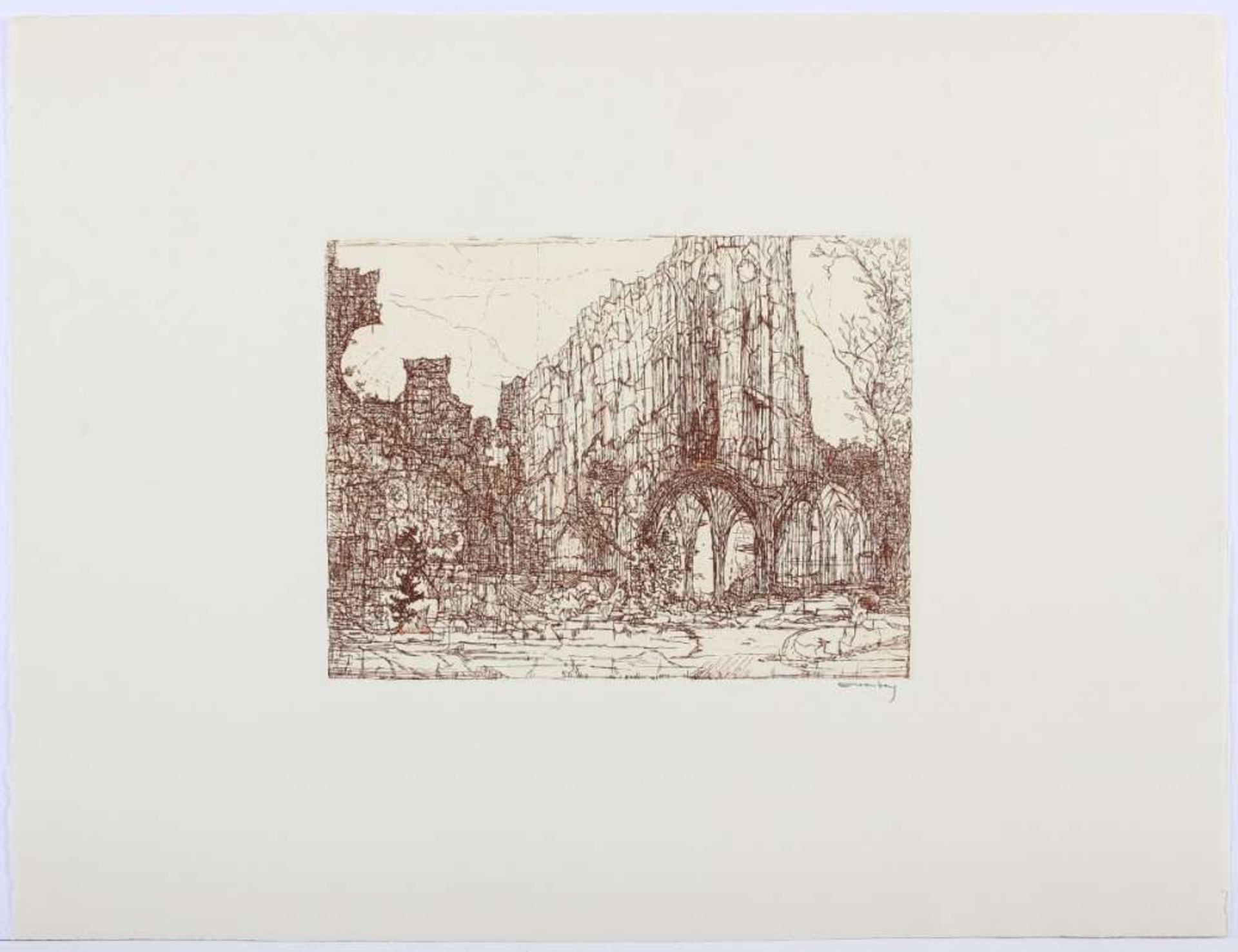 ELIASBERG, Paul, "Ourscamp", Original-Radierung, 24,5 x 31,5, handsigniert, verso Stempel - Image 2 of 2