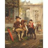 BEINKE, Fritz (1842-1907), "Neugierige Jungen bei einem Gaukler", Öl/Lwd., 69 x 55, rest., unten