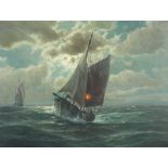 FRÄNCIS-GLÜSING, Martin Franz (1885-1956), "Fischerschaluppen auf der Nordsee", Öl/Lwd., 60 x 80,
