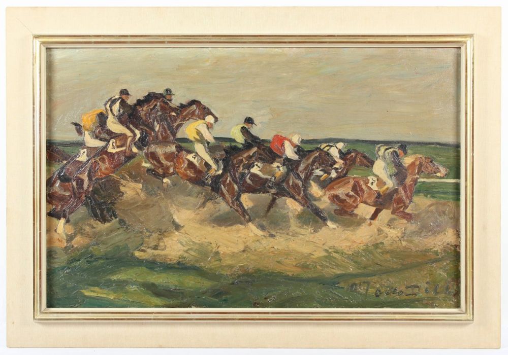 DILL, Otto (1884-1957), "Pferderennen", Öl/Lwd., 63 x 99, unten rechts signiert, R. Start Price € - Image 2 of 3