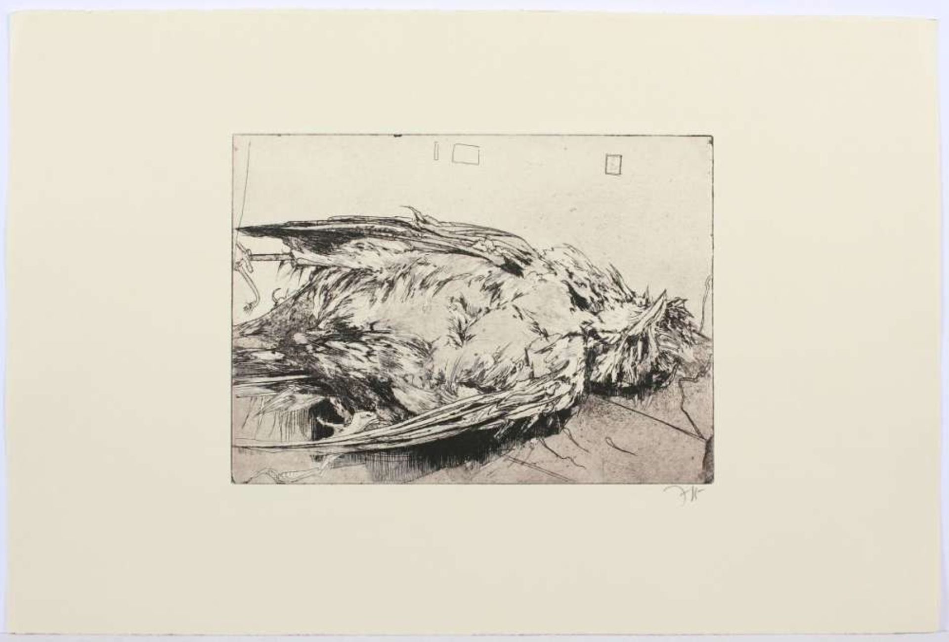 JANSSEN, Horst, "Vogel", Original-Aquatintaradierung, 18,5 x 24, handsigniert, (verso Stempel) - Image 2 of 2