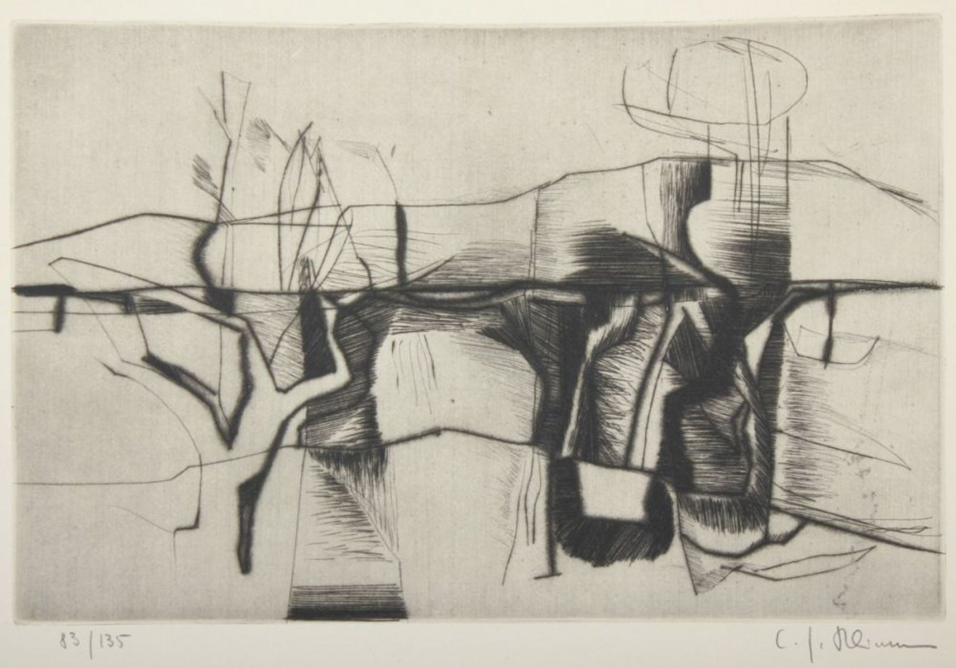 KLIEMANN, Carl-Heinz, "Landschaft", Original-Kaltnadelradierung, 20 x 30, nummeriert 83/135,