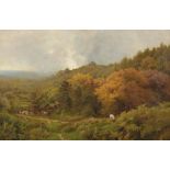 ADAMS, John Clayton (1840-1906), "Spätsommerliche Landschaft mit Gehöft", Öl/Lwd., 61 x 91,