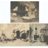 ECKENER, Alexander (1870-1944), "Im Stahlwerk", drei Radierungen, 29 x 39 sowie 30 x 25, jeweils