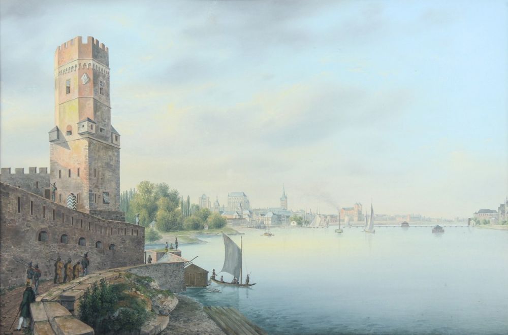 BLEULER, Johann Ludwig (1792-1850), "Ansicht von Köln", Gouache/Papier, 40 x 55, unten links am