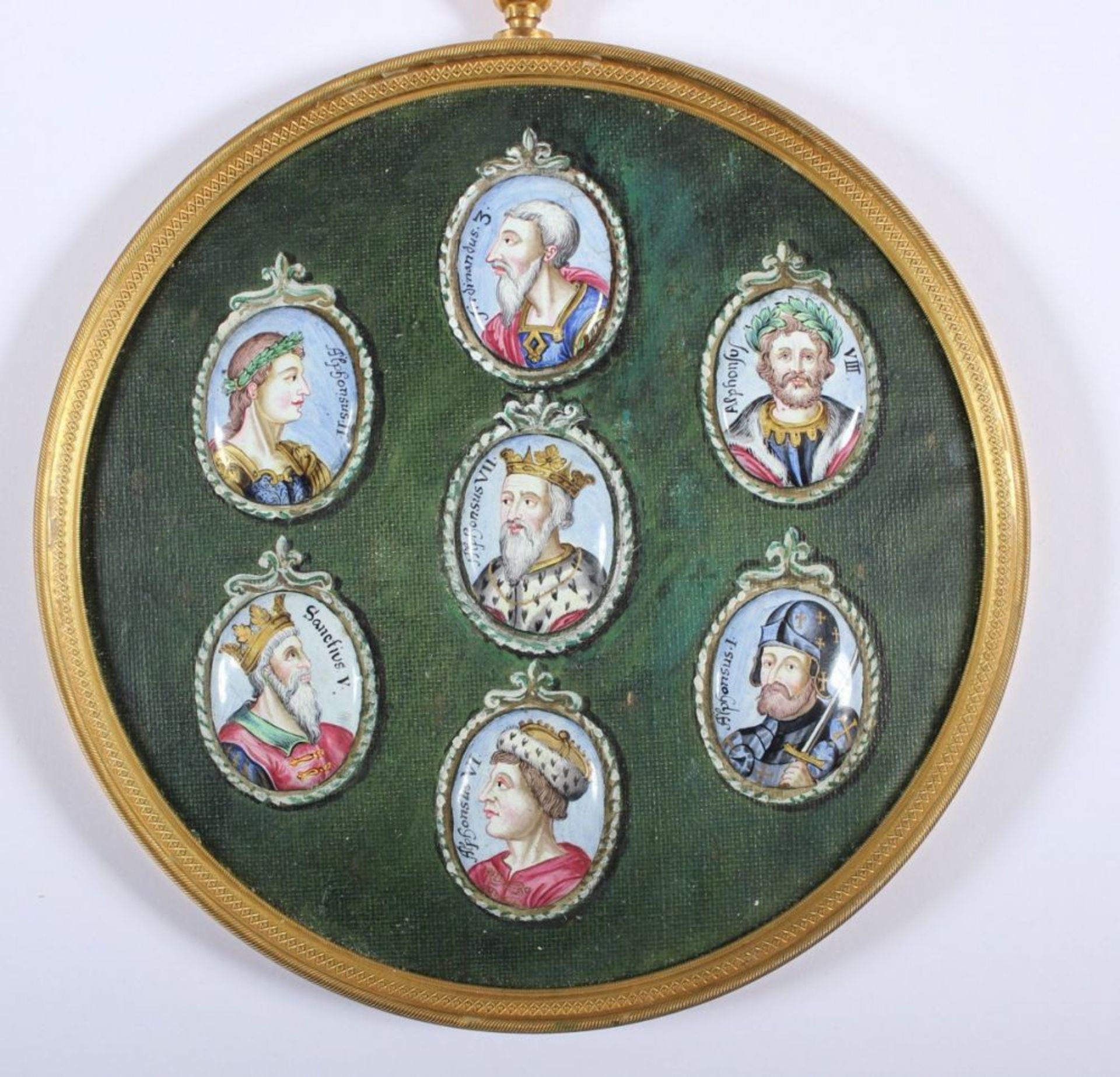 SAMMLUNG VON TONDI MIT EMAILLEPORTRAITS, der Könige und Herrscher von Galizien und Leon, bemalte - Bild 2 aus 2