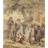 BECKER, Jacob (1810-1872), "Auf dem Lande", Tusche/Aquarell/Papier, 18,5 x 15,5 (