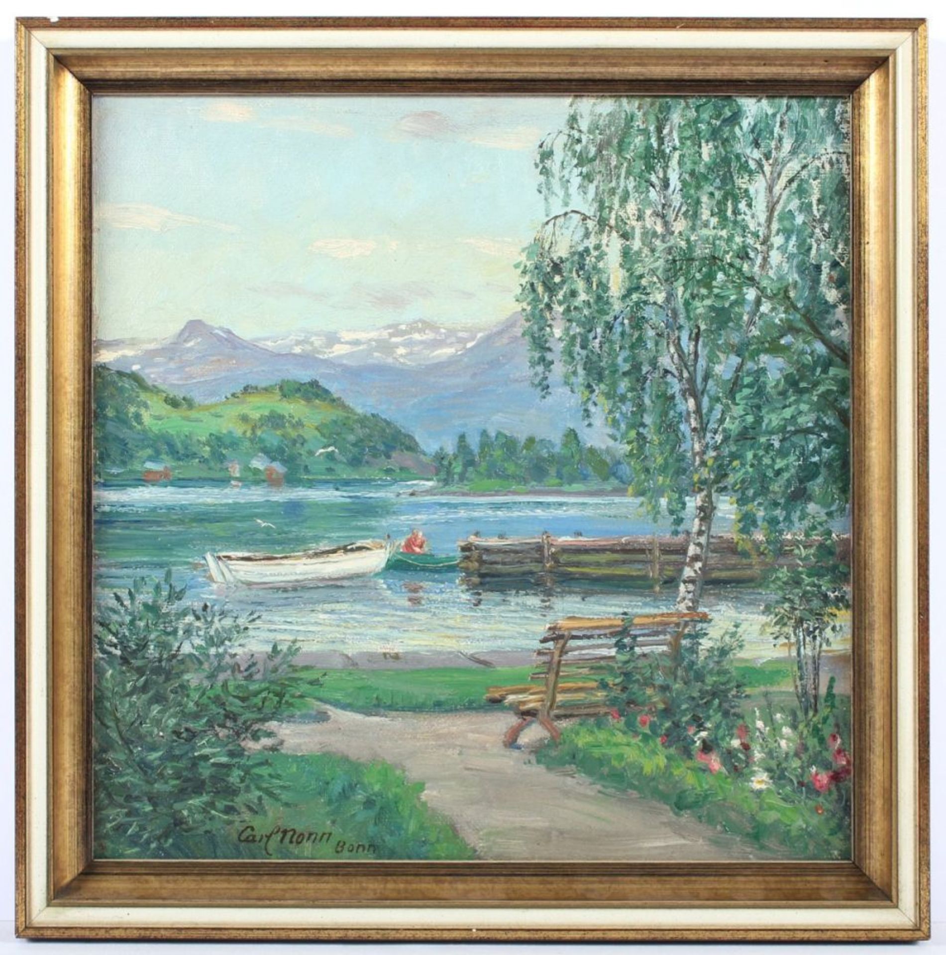 NONN, Carl (1876-1949), "In Nordheimsund-Hardanger-Norwegen", Öl/Holz, 32,5 x 31,5, unten links - Image 2 of 3