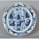 TELLER, Fayence, glasiert, mit Chinoiserie, Dm 30, läs., DELFT, 18.JH. Start Price €120