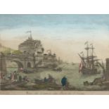 GUCKKASTENBILD, "Vue de L'entree du Port de L'orient", kolorierter Kupferstich, ca.32 x 42, bei
