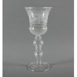 ZIERPOKAL, farbloses Glas, Hohlschaft, beschliffen, H 22, um 1900