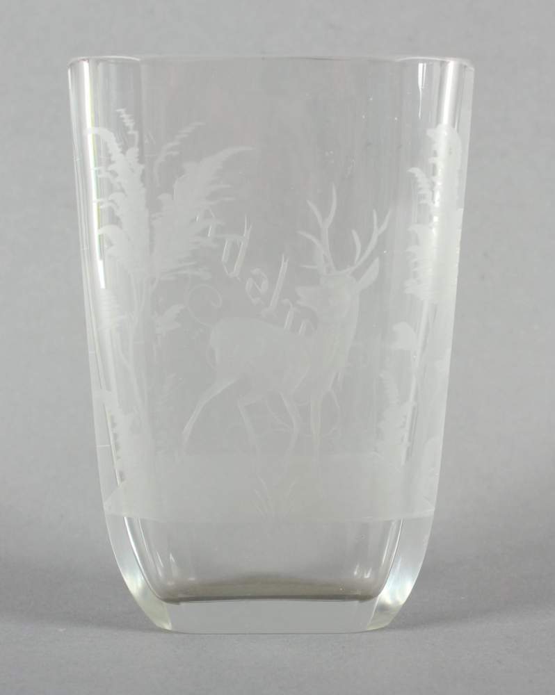 KURBECHER, Glas, Zierschliff, H 12,5, MOSER KARLSBAD, um 1900