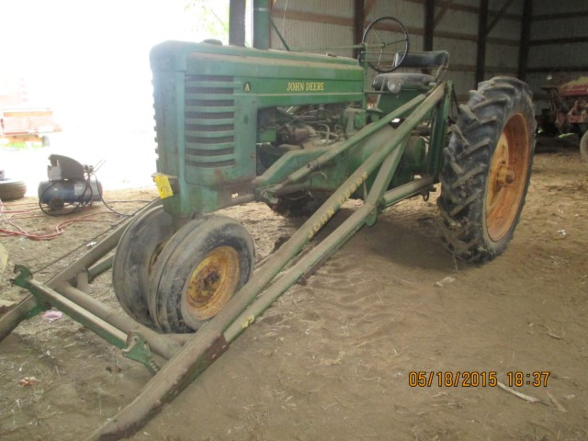 JD A, non-runner, w/loader, no bucket