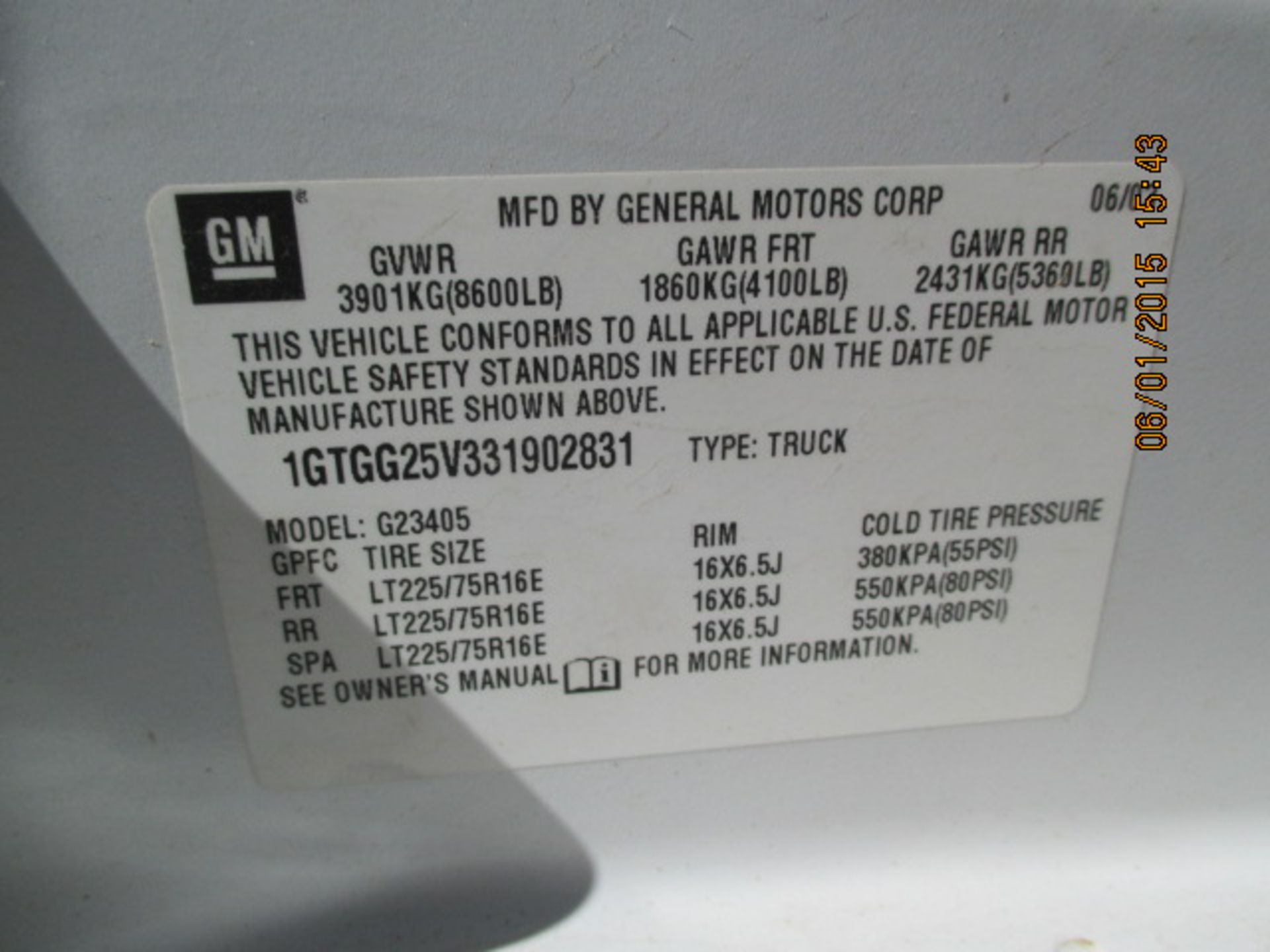 2003 GMC 3/4-ton cargo van, auto, gas, 286,380 miles, VIN:1GTGG25V331902831 - Image 16 of 21