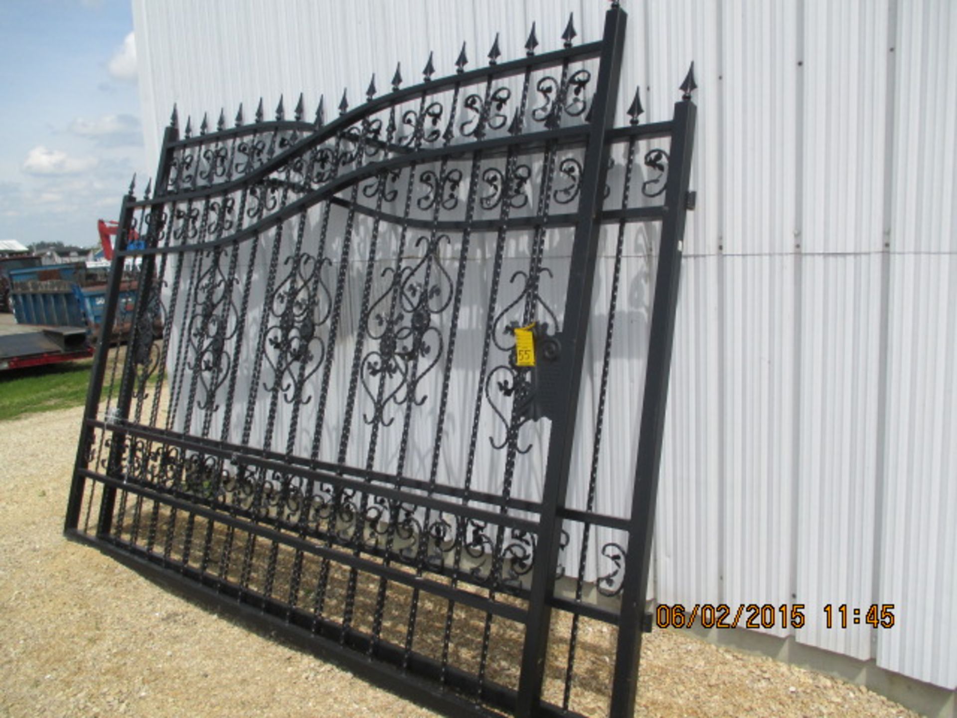 2-section, 18' wide, black decorative iron gates