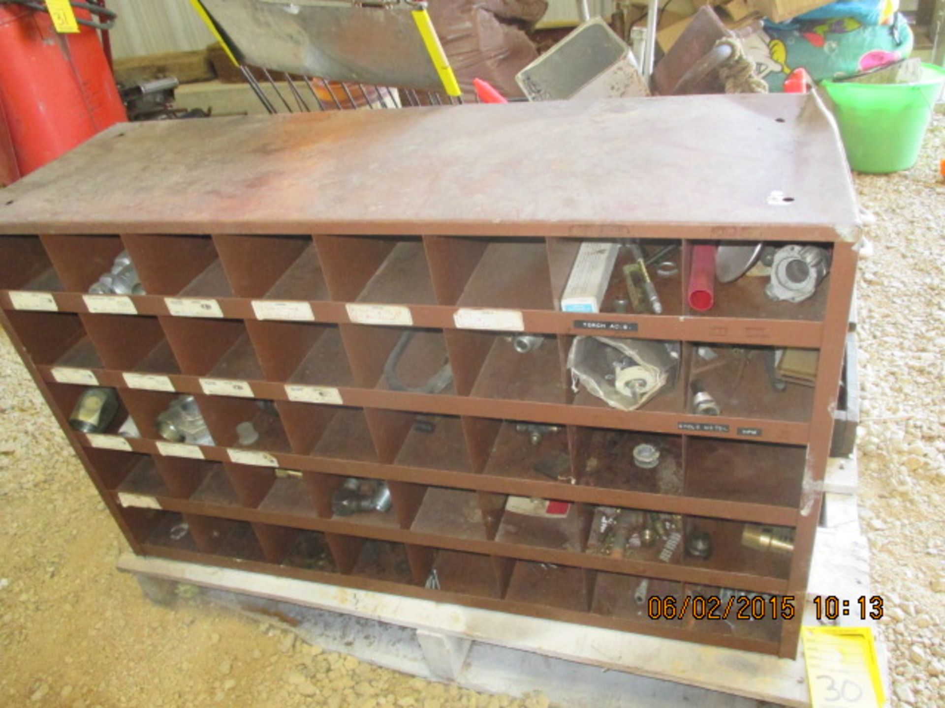 Pallet w/bolts, bolt bin, weld rod, redi-rod, misc